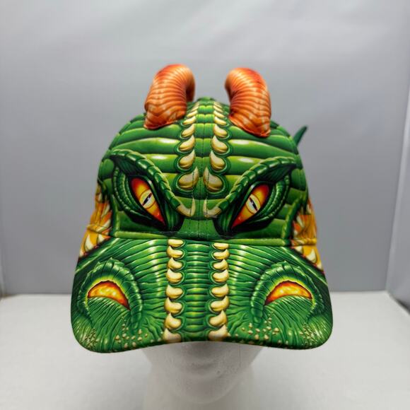 Monster Jam Dragon Cap 3D Plush Horns Adjustable Hat Hook N Loop Youth - Picture 1 of 5